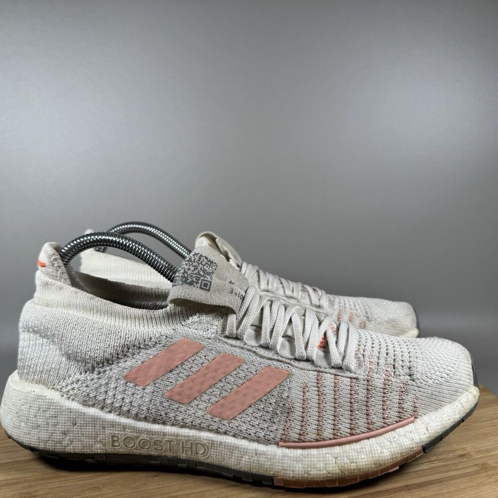 Adidas PulseBoost‎ HD Womens 8.5 Running Shoes White Pink FU7341